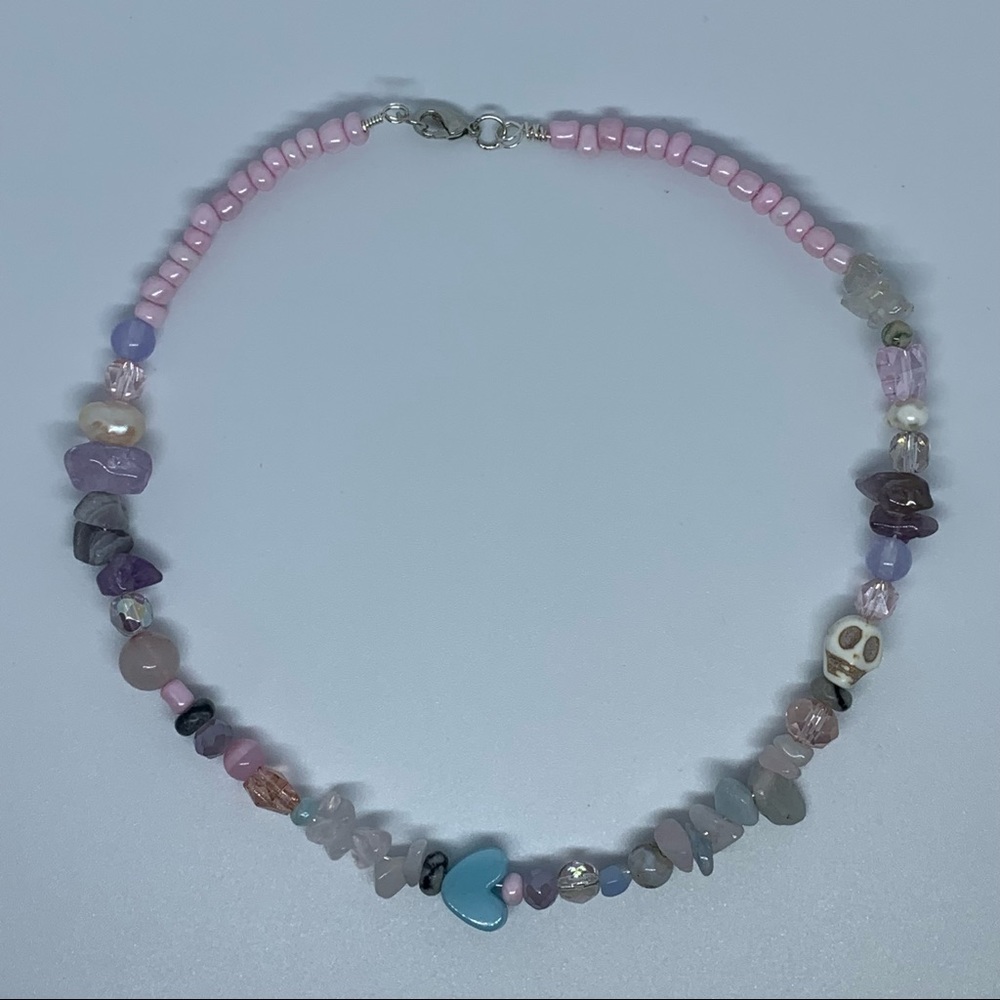Pastel Beaded Crystal Choker Necklace